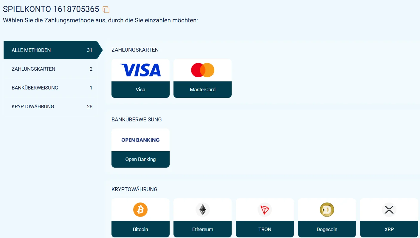 Coldbet Casino Einzahlungsmethoden