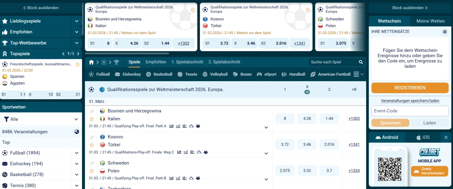 Coldbet Casino Sportwetten und eSports